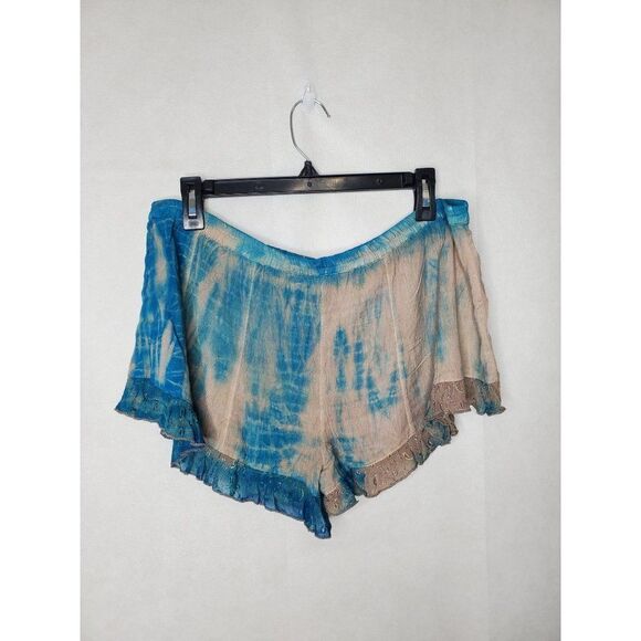 Raga Sweet Devotion Tie Dye Loose Fit Ruffle Embroidered Sequin Boho Shorts - Picture 10 of 11